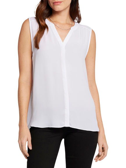 NYDJ Pintuck Sleeveless Top, Optic White, Optic White