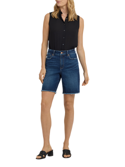 NYDJ Erin High Rise Frayed Hem Denim Shorts, Desert Shoreline, Desert Shoreline