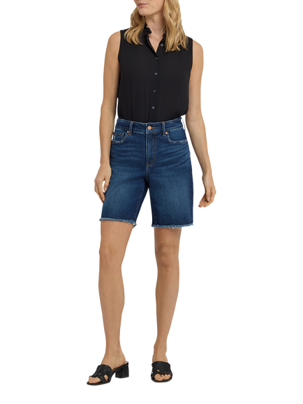 NYDJ Erin High Rise Frayed Hem Denim Shorts, Desert Shoreline, Desert Shoreline