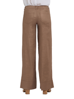 NYDJ Wide Leg Linen Blend Trousers, Toasted Coconut - view 2, Toasted Coconut