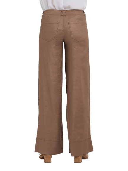 NYDJ Wide Leg Linen Blend Trousers, Toasted Coconut - view 2, Toasted Coconut
