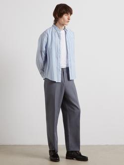 Farah Haskins Archive Cotton Regular Fit Stripe Shirt, Sky Blue - view 2, Sky Blue