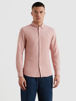 Farah Cotton Brewer Long Sleeve Slim Fit Shirt, Coral Reef, Coral Reef