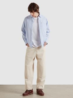 Farah Cristo Archive Cotton Regular Fit Stripe Shirt, Sky Blue, Sky Blue