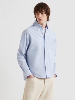 Farah Cristo Archive Cotton Regular Fit Stripe Shirt, Sky Blue - view 2, Sky Blue