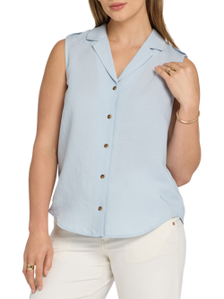 NYDJ Gabrielle Sleeveless Linen Rich Vest, Blue Clover