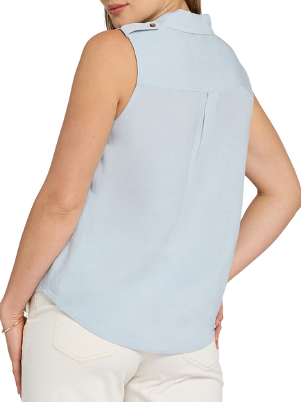 NYDJ Gabrielle Sleeveless Linen Rich Vest - view 2, Blue Clover