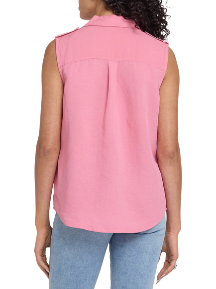 NYDJ Gabrielle Sleeveless Linen Rich Vest - view 2, Desert Rose