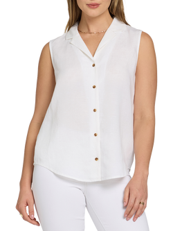 NYDJ Gabrielle Sleeveless Linen Rich Vest, Optic White