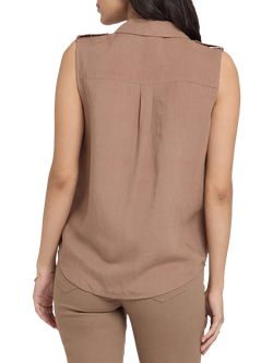 NYDJ Gabrielle Linen Rich Sleeveless Shirt, Toasted Coconut - view 2, Toasted Coconut