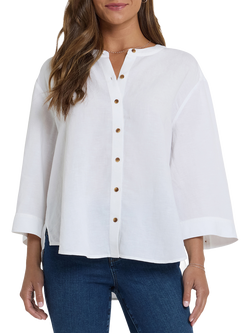 NYDJ Maggie Oversized Linen Rich Shirt, Optic White, Optic White
