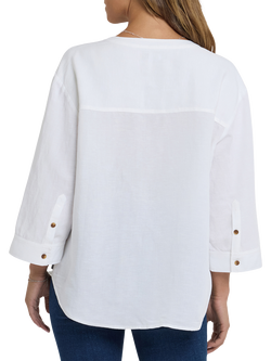 NYDJ Maggie Oversized Linen Rich Shirt, Optic White - view 2, Optic White