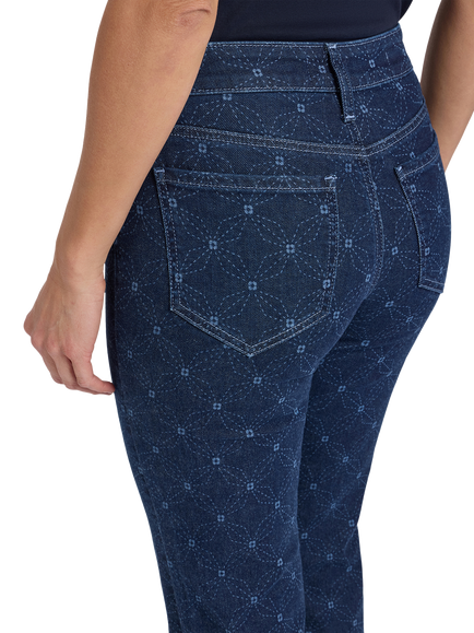 NYDJ Marilyn Geometric Floral Straight Ankle Jeans, Multi - view 2, Multi