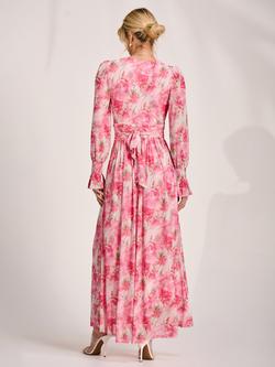 Jolie Moi Dip Hem Mesh Maxi Dress - view 2, Pink