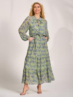 Jolie Moi Tie Front Drape Dress, Green/Multi