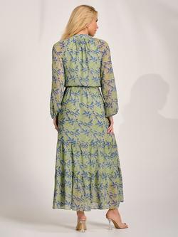 Jolie Moi Tie Front Drape Dress - view 2, Green/Multi