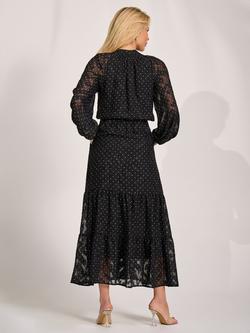 Jolie Moi Textured Tie Front Maxi Dress, Black - view 2, Black