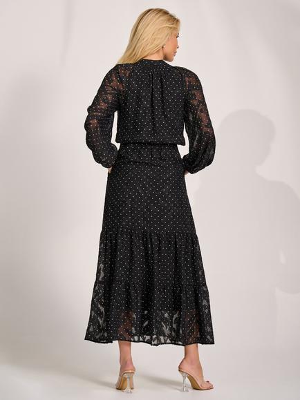 Jolie Moi Textured Tie Front Maxi Dress, Black - view 2, Black
