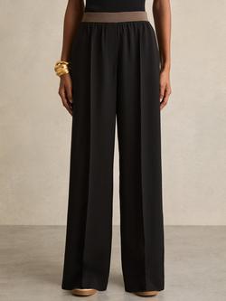 Reiss Petite Wilde Wide Leg Trousers, Black, Black