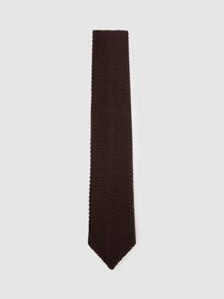 Reiss Punto Silk Tie, Dark Brown, Dark Brown