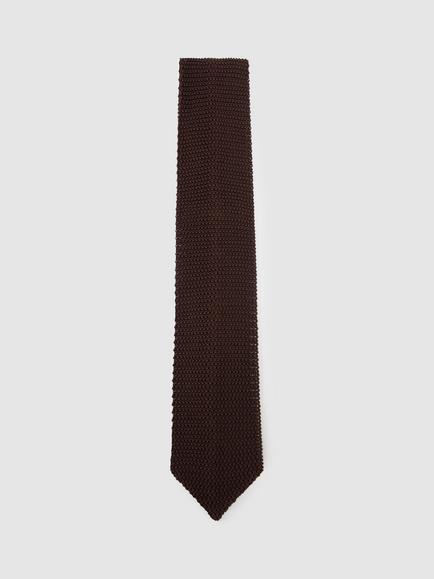 Reiss Punto Silk Tie, Dark Brown, Dark Brown