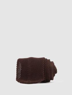 Reiss Punto Silk Tie, Dark Brown - view 2, Dark Brown