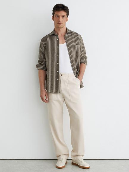 Reiss Dilan Relaxed Fit Trousers, Stone, Stone