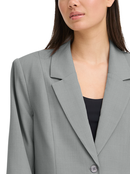 ICHI Fava Single Button Blazer, Grey Melange