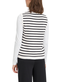 ICHI Luls Stripe Sleeveless Cardigan, White - view 2, White
