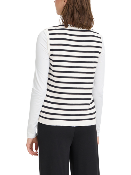 ICHI Luls Stripe Sleeveless Cardigan, White - view 2, White