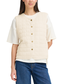 ICHI Fuma Ribbed Quilted Gilet, Birch, Birch