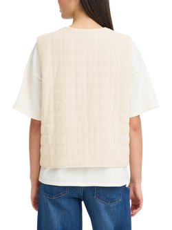 ICHI Fuma Ribbed Quilted Gilet, Birch - view 2, Birch