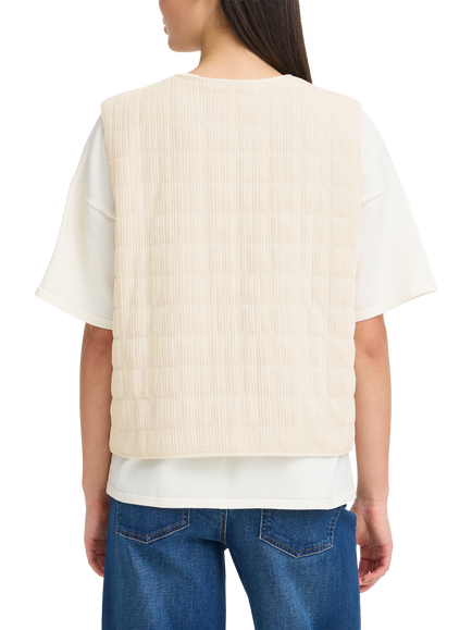 ICHI Fuma Ribbed Quilted Gilet, Birch - view 2, Birch