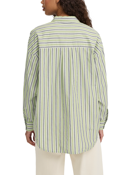 ICHI Fluca Stripe Oversized Shirt, Green Stripe - view 2, Green Stripe