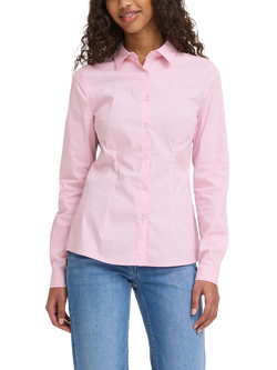 ICHI Dima Stripe Tailored Long Sleeve Shirt, Rose, Rose