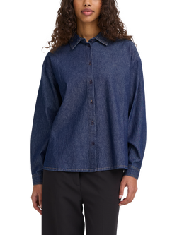 ICHI Archer Relaxed Fit Long Sleeve Shirt, Denim Authentic Blue, Denim Authentic Blue