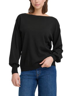 ICHI Luls Boat Neck Jumper, Black