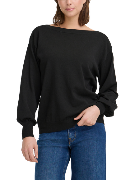 ICHI Luls Boat Neck Jumper, Black