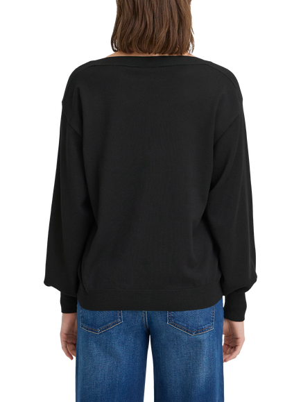 ICHI Luls Boat Neck Jumper - view 2, Black