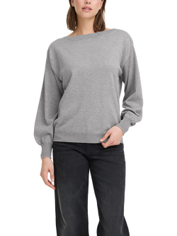 ICHI Luls Boat Neck Jumper, Light Grey Melange