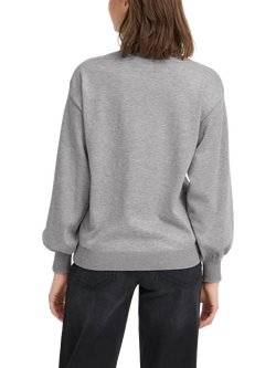 ICHI Luls Boat Neck Jumper - view 2, Light Grey Melange