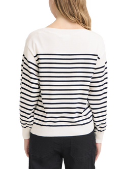 ICHI Luls Boat Neck Stripe Jumper, White - view 2, White