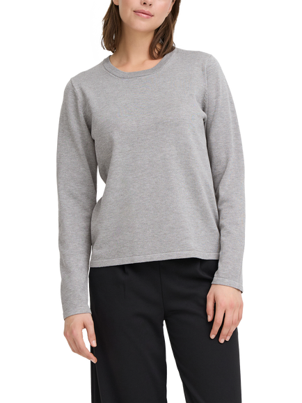 ICHI Luls Round Neck Jumper, Light Grey