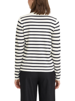 ICHI Luls Round Neck Stripe Jumper, White - view 2, White