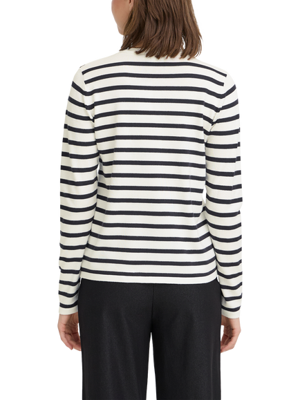 ICHI Luls Round Neck Stripe Jumper, White - view 2, White