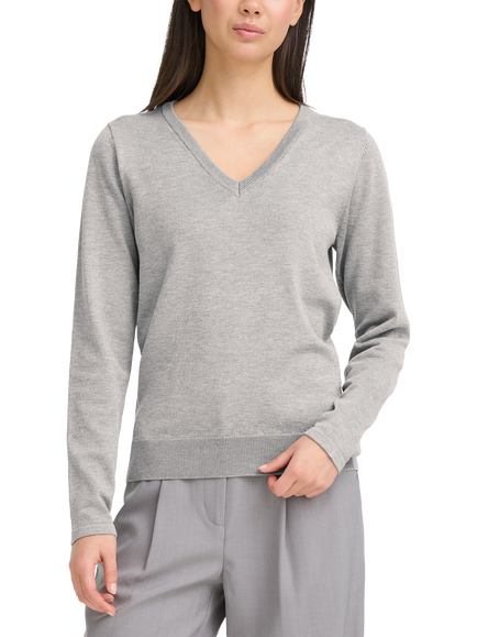 ICHI Luls V-Neck Jumper, Light Grey Melange, Light Grey Melange