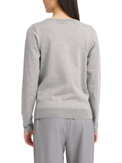 ICHI Luls V-Neck Jumper, Light Grey Melange - view 2, Light Grey Melange