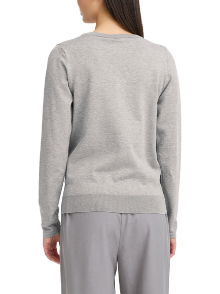 ICHI Luls V-Neck Jumper, Light Grey Melange - view 2, Light Grey Melange