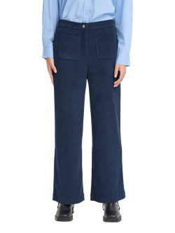 ICHI Kate Corduroy Wide Leg Trousers, Total Eclipse, Total Eclipse