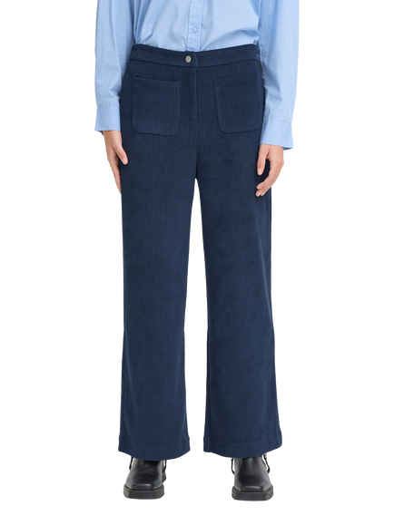 ICHI Kate Corduroy Wide Leg Trousers, Total Eclipse, Total Eclipse